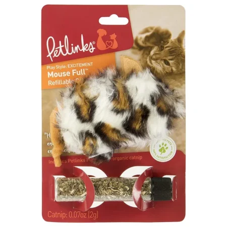 Natural Cat Toy Refillable Catnip Mouse Interactive